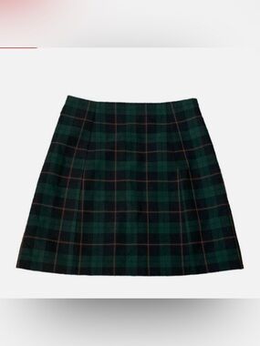 Babaton Green Plaid Mini Skirt with Red Accents
